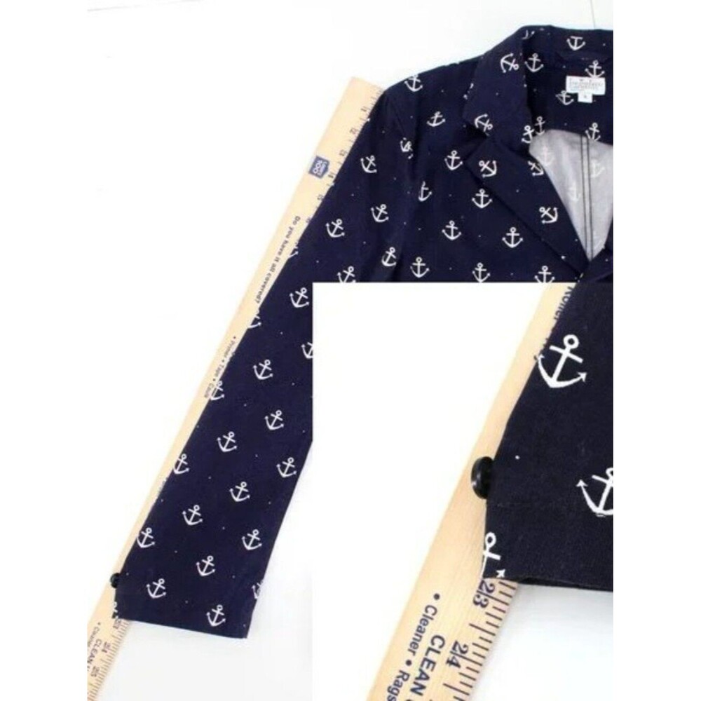Engineered Garments Baker Jacket Blue Nautical Anchor Print Light Blazer SZ 3 L - Picture 11 of 11